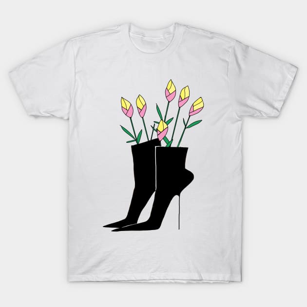 Boot with flowers T-Shirt by Marcio Alek